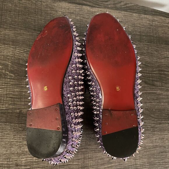 One Drop Men Handmade Purple Lavender Spikes Casual Party Loafers Shoes Sz 5 main image 4
